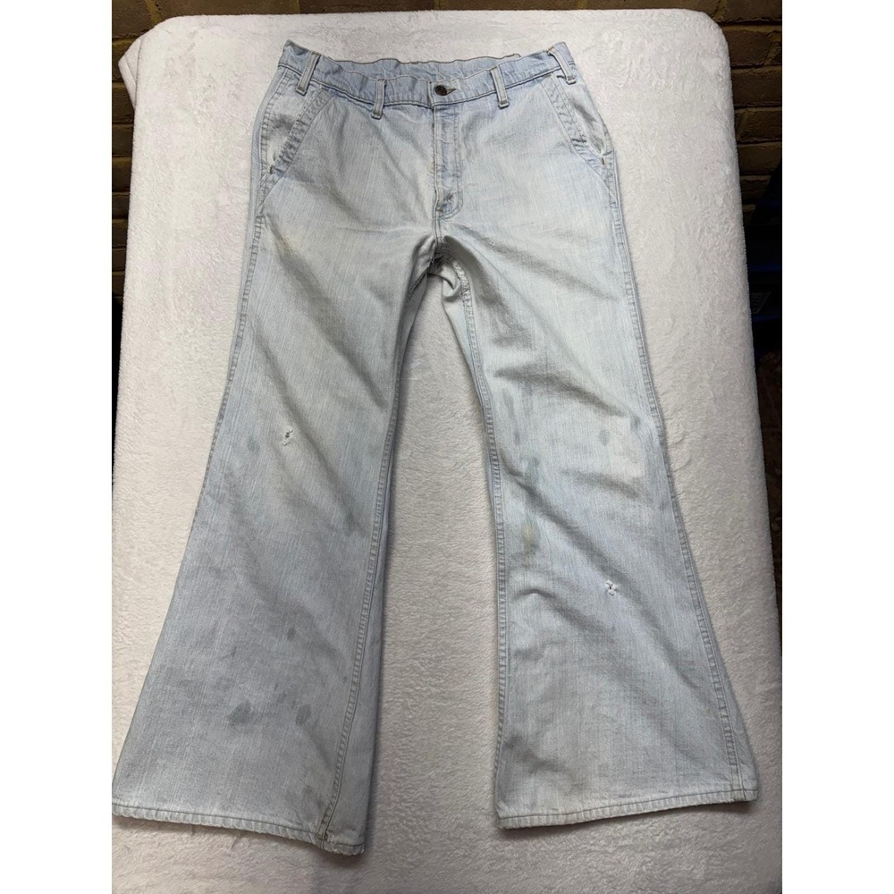 Vintage Levi's Orange Tab Bell Bottom Jeans Light Wash Flare Denim 34x31 70s